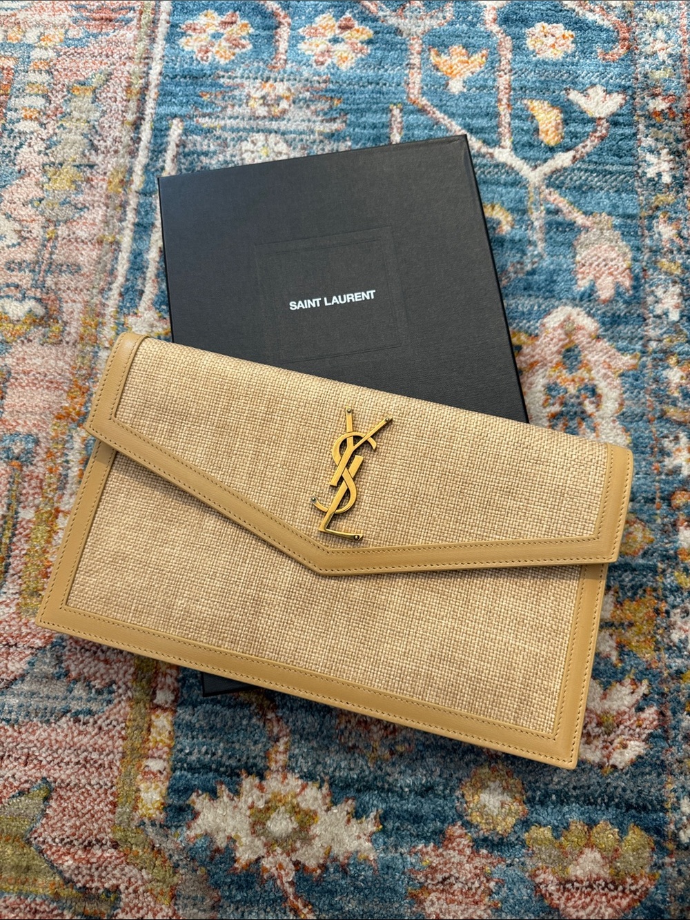Saint Laurent Uptown Pouch in Micro Raffia